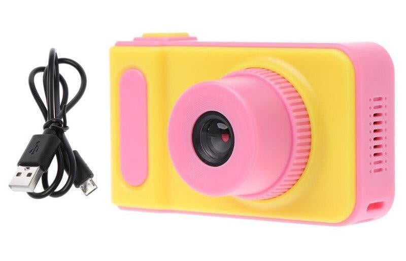 images Camera foto pentru copii galben cu roz + card de memorie 8 GB