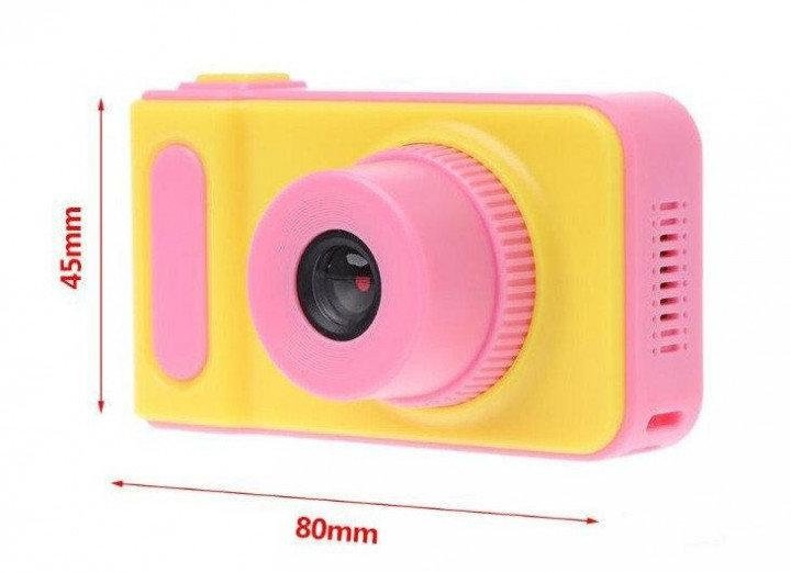 images Camera foto pentru copii galben cu roz + card de memorie 8 GB