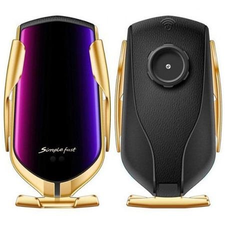 images Suport auto cu incarcare rapida Wireless STW02 senzor inteligent R1 material rezistent Gold