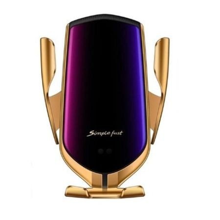 images Suport auto cu incarcare rapida Wireless STW02 senzor inteligent R1 material rezistent Gold