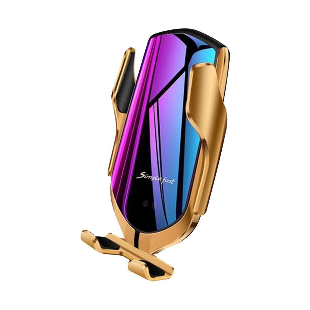 images Suport auto cu incarcare rapida Wireless STW02 senzor inteligent R1 material rezistent Gold