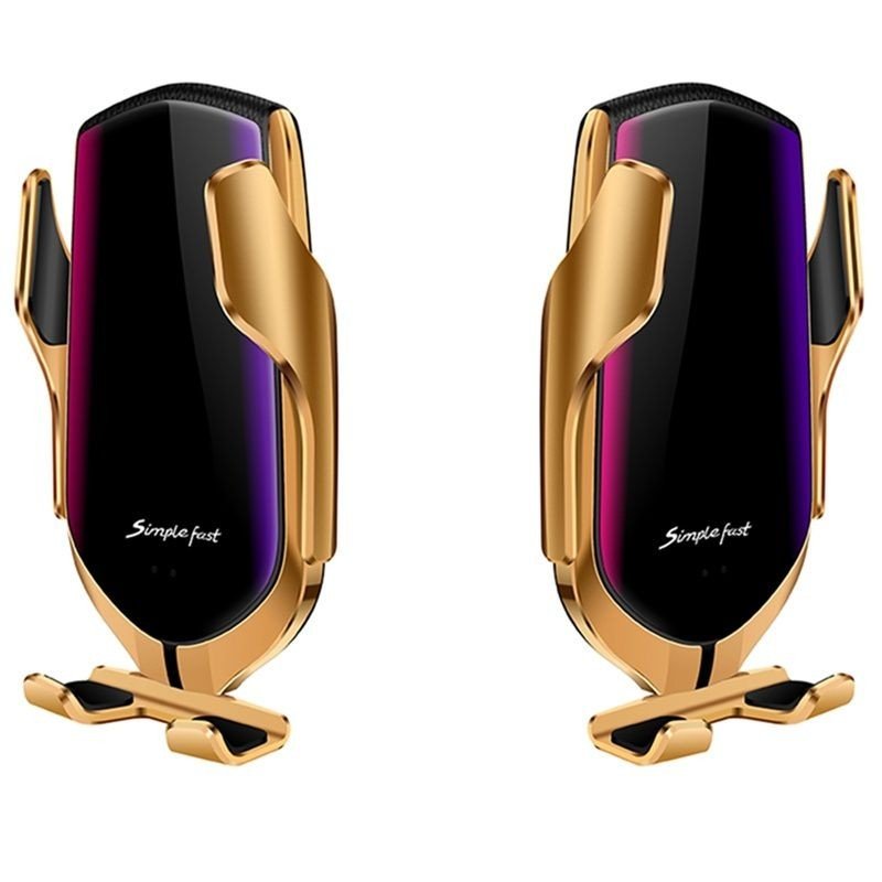 images Suport auto cu incarcare rapida Wireless STW02 senzor inteligent R1 material rezistent Gold