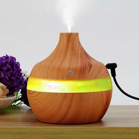 images Umidificator de aroma cu ultrasunete si LED, 300 ml, USB, Bej