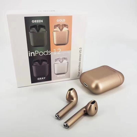 images Casti Wireless New Airpods i12 Rezistente la apa Gold